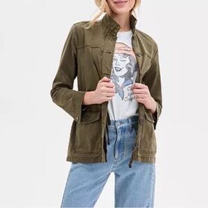 Lucky Brand SZ L Zipper Button Cargo Jacket Olive Green Utility layer Jacket